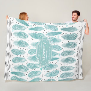 Jongens Zaal Modern Abstract Veer Patroon Fleece Deken