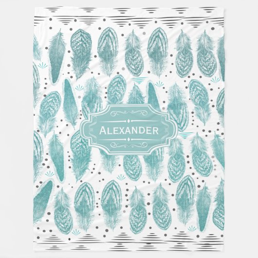 Jongens Zaal Modern Abstract Veer Patroon Fleece Deken (Voorkant)