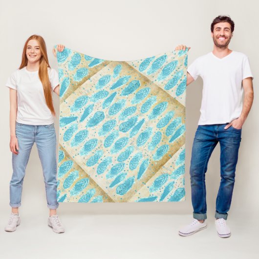 Jongens Zaal Modern Abstract Veer Patroon Fleece Deken (In situ)