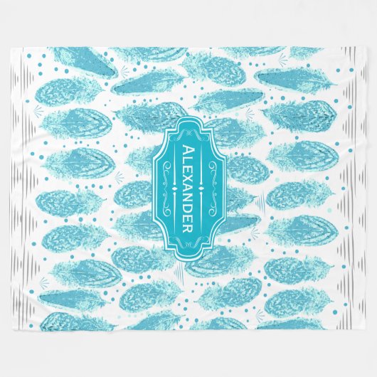 Jongens Zaal Modern Abstract Veer Patroon Fleece Deken (Voorkant (Horizontaal))