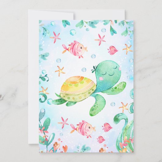 Jongens Zee Schildpad Oneder Het Zee 1e Verjaardag Kaart (Achterkant)