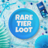 Jongens Zeldzame Tier Loot Blauwe Gamer Slogan Papieren Bordje (Feest)