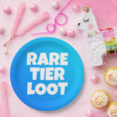 Jongens Zeldzame Tier Loot Blauwe Gamer Slogan Papieren Bordje (Feest)