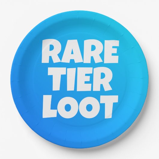 Jongens Zeldzame Tier Loot Blauwe Gamer Slogan Papieren Bordje (Voorkant)