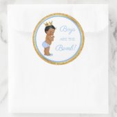 Jongens zijn de Bom! Bad Geschenk Etc Blauw Goud K Ronde Sticker (Tas)