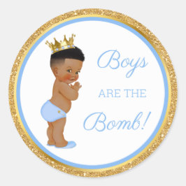 Jongens zijn de Bom! Bad Geschenk Etc Blauw Goud K Ronde Sticker