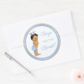 Jongens zijn de Bomb. Bath Gift Etc Blue Silver Ronde Sticker (Envelop)