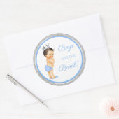 Jongens zijn de Bomb. Bath Gift Etc Blue Silver Ronde Sticker (Envelop)
