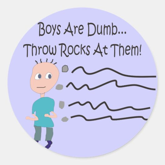 Jongens zijn Dumb "Drow Rocks at Them!" Ronde Sticker (Voorkant)