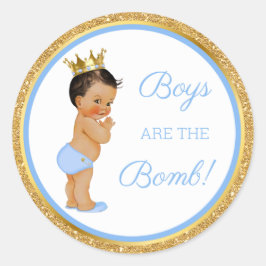 Jongens zijn het lekkerst! Badcadeau Etc Blauw Gou Ronde Sticker