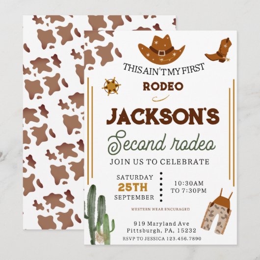 Jongens zijn niet mijn eerste Rodeo Cowboy 2e verj Kaart (Voorkant / Achterkant)