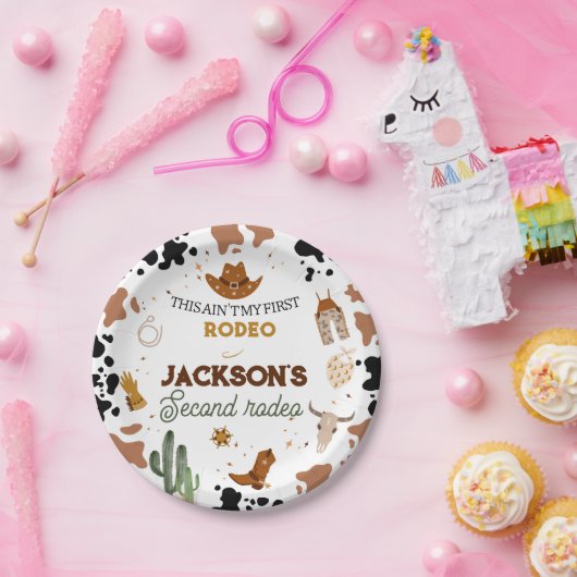 Jongens zijn niet mijn eerste Rodeo Cowboy 2e verj Papieren Bordje (Feest)
