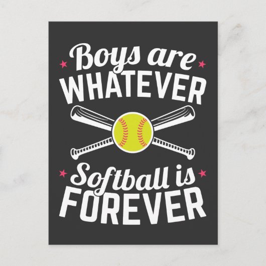 Jongens zijn wat Softball voor altijd is Briefkaart (Voorkant)