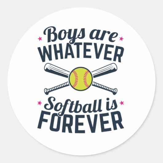 Jongens zijn wat Softball voor altijd is Ronde Sticker (Voorkant)