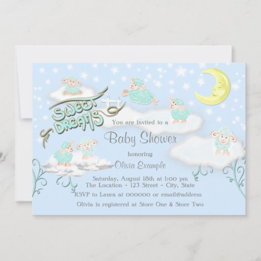 Jongens Zoete Dromen Baby Shower Kaart (Voorkant)