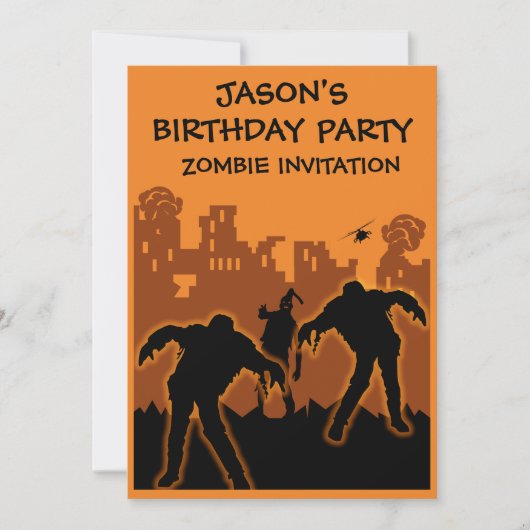 Jongens Zombie Verjaardag Uitnodiging (Voorkant)
