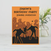 Jongens Zombie Verjaardag Uitnodiging (Staand voorkant)