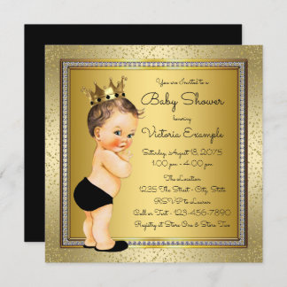 Jongens Zwart Goud Baby shower Kaart