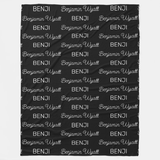Jongens Zwart Persoonlijke Script Naam Fleece Deken (Voorkant)