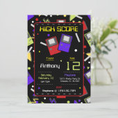 Jongens zwart retro gaming verjaardag kaart (Staand voorkant)