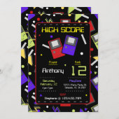 Jongens zwart retro gaming verjaardag kaart (Voorkant / Achterkant)
