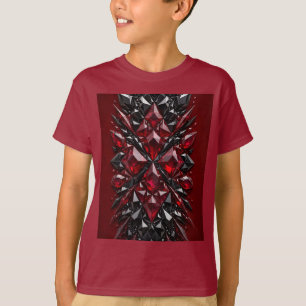 Jongens Zwart Rode Robijn 3D Kristal Mozaïek T-Shi T-shirt