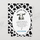 Jongens Zwart Wit Koe Print Verjaardag Bedankt Car (Voorkant / Achterkant)