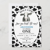 Jongens Zwart Wit Koeienprint Heilige Koe 1e Verja Kaart (Voorkant)