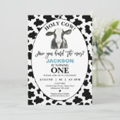 Jongens Zwart Wit Koeienprint Heilige Koe 1e Verja Kaart (Staand voorkant)