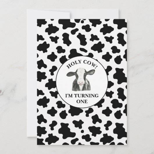 Jongens Zwart Wit Koeienprint Heilige Koe 1e Verja Kaart (Achterkant)