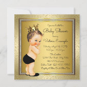 Jongens Zwarte Goud Baby Shower Kaart (Voorkant)