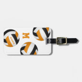 jongens zwarte oranje volleybalplokleuren bagagelabel (Voorkant horizontaal)