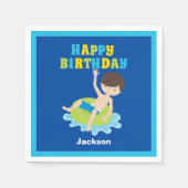 Jongens zwembad Kinder Blauwe Dag Servet (Voorkant)