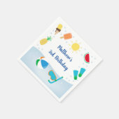 Jongens Zwembad Party Ice Cream Sunshine Verjaarda Servet (Hoek)