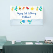 Jongens Zwembad Party Ice Cream Sunshine Verjaarda Spandoek (Beurs)