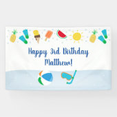 Jongens Zwembad Party Ice Cream Sunshine Verjaarda Spandoek (Horizontaal)