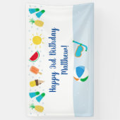 Jongens Zwembad Party Ice Cream Sunshine Verjaarda Spandoek (Verticaal)