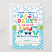 Jongens Zwembad Party Ice Cream Verjaardag Kaart (Voorkant)