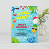 Jongens Zwembad Party Verjaardag uitnodiging (Staand voorkant)