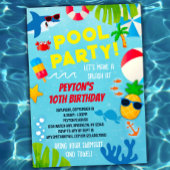 Jongens Zwembad Party Verjaardag uitnodiging