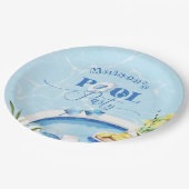 Jongens zwembad verjaardagsfeestje blauw zwembad papieren bordje (Gekanteld)
