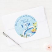 Jongens zwembad verjaardagsfeestje blauw zwemmen D Ronde Sticker (Envelop)