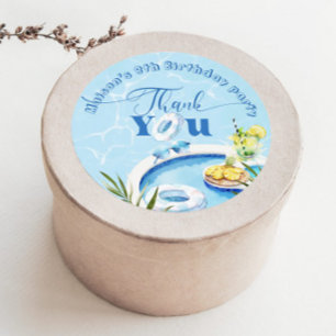 Jongens zwembad verjaardagsfeestje blauwe zwemmen ronde sticker