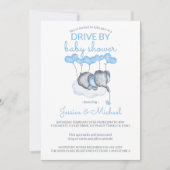 Jongensaandrijving door Baby shower Blue Elephant  Kaart (Voorkant)