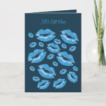 Jongensachtige Blauwe Lippenprint Flirterig Plezie
