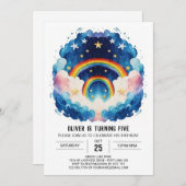 Jongensachtige moderne wolken verjaardag kaart (Voorkant / Achterkant)