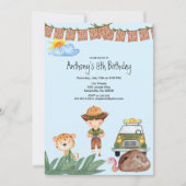 Jongensafari met Jeep in Oerwoud Verjaardag Kaart (Voorkant)