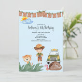 Jongensafari met Jeep in Oerwoud Verjaardag Kaart (Staand voorkant)