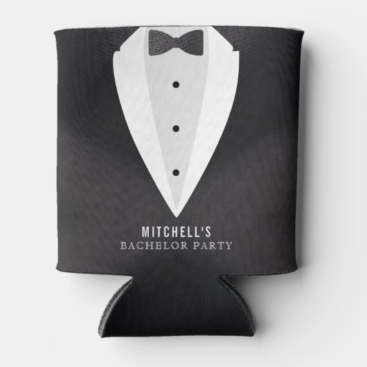 Jongensavond Zwarte Pak & Stropdas Blikjeskoeler (Voorkant)