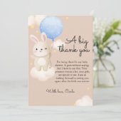 Jongensballon Schattige Bruin KonijnenBaby shower Bedankkaart (Staand voorkant)